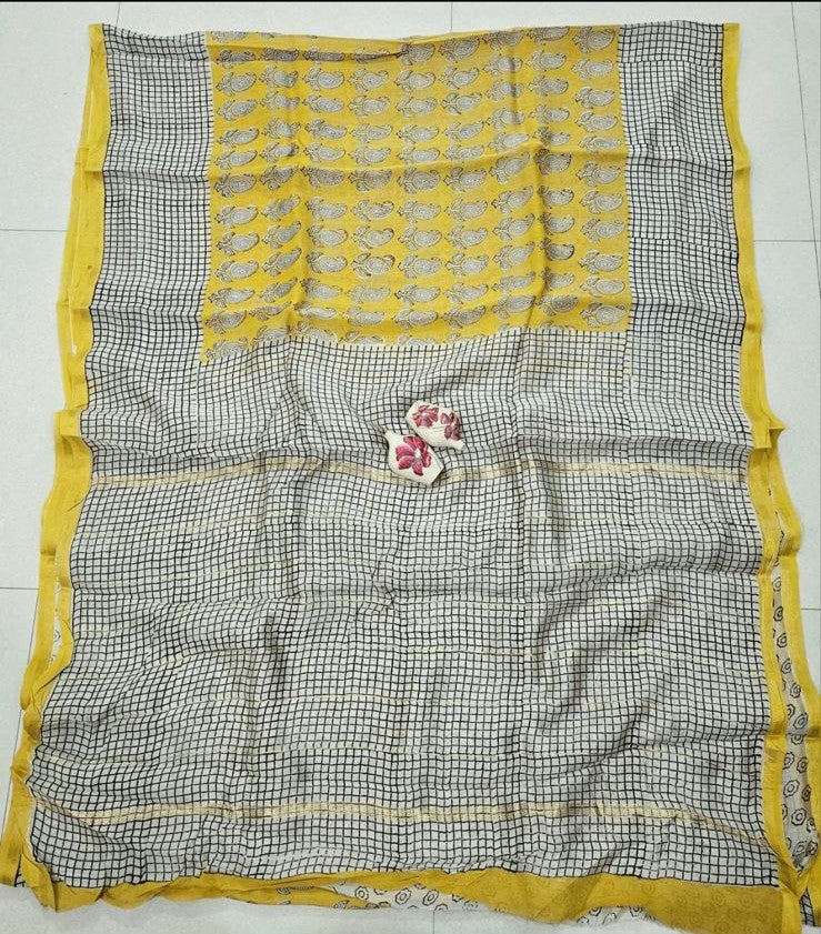 Chanderi Silk Check Pattern Saree