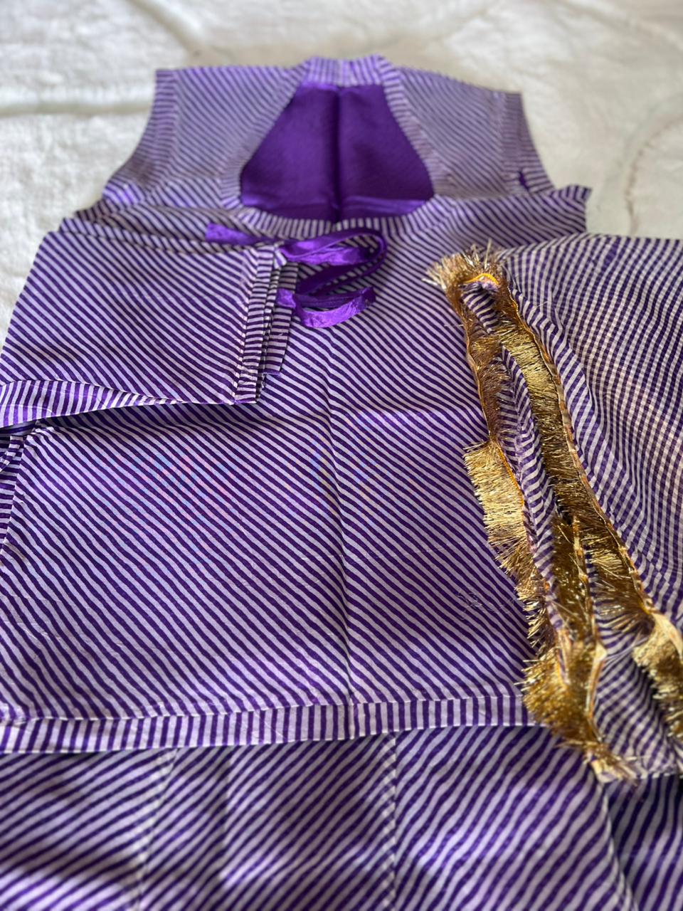 Purple Color Pure Organza Lahariya Poshak (Stitched in Free Size)