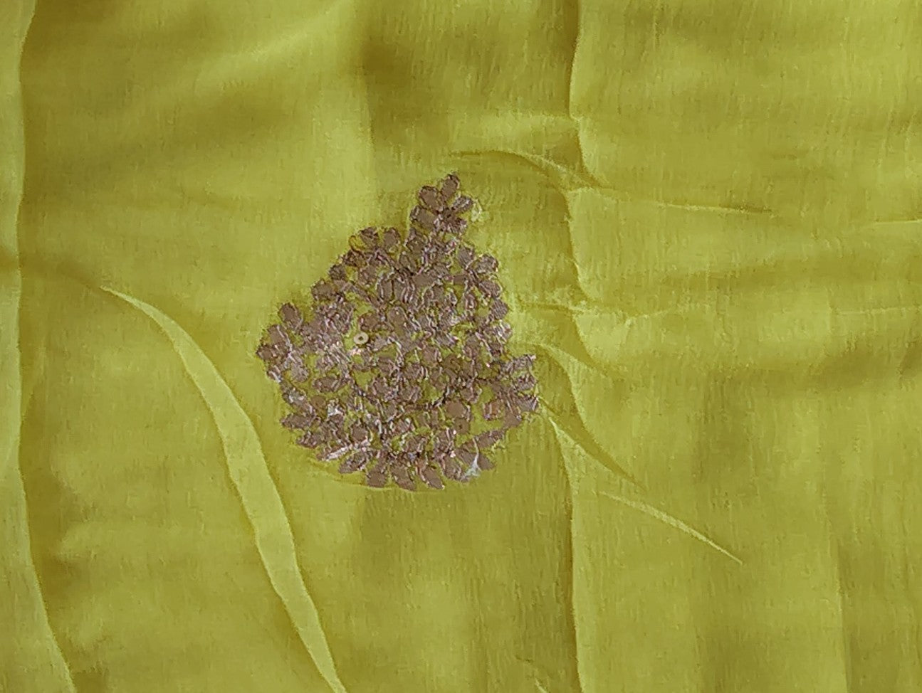 Beautiful Yellow Chifffon Saree, Gota Work all over the Saree with Same Fabric Blouse Piece