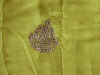 Beautiful Yellow Chifffon Saree, Gota Work all over the Saree with Same Fabric Blouse Piece
