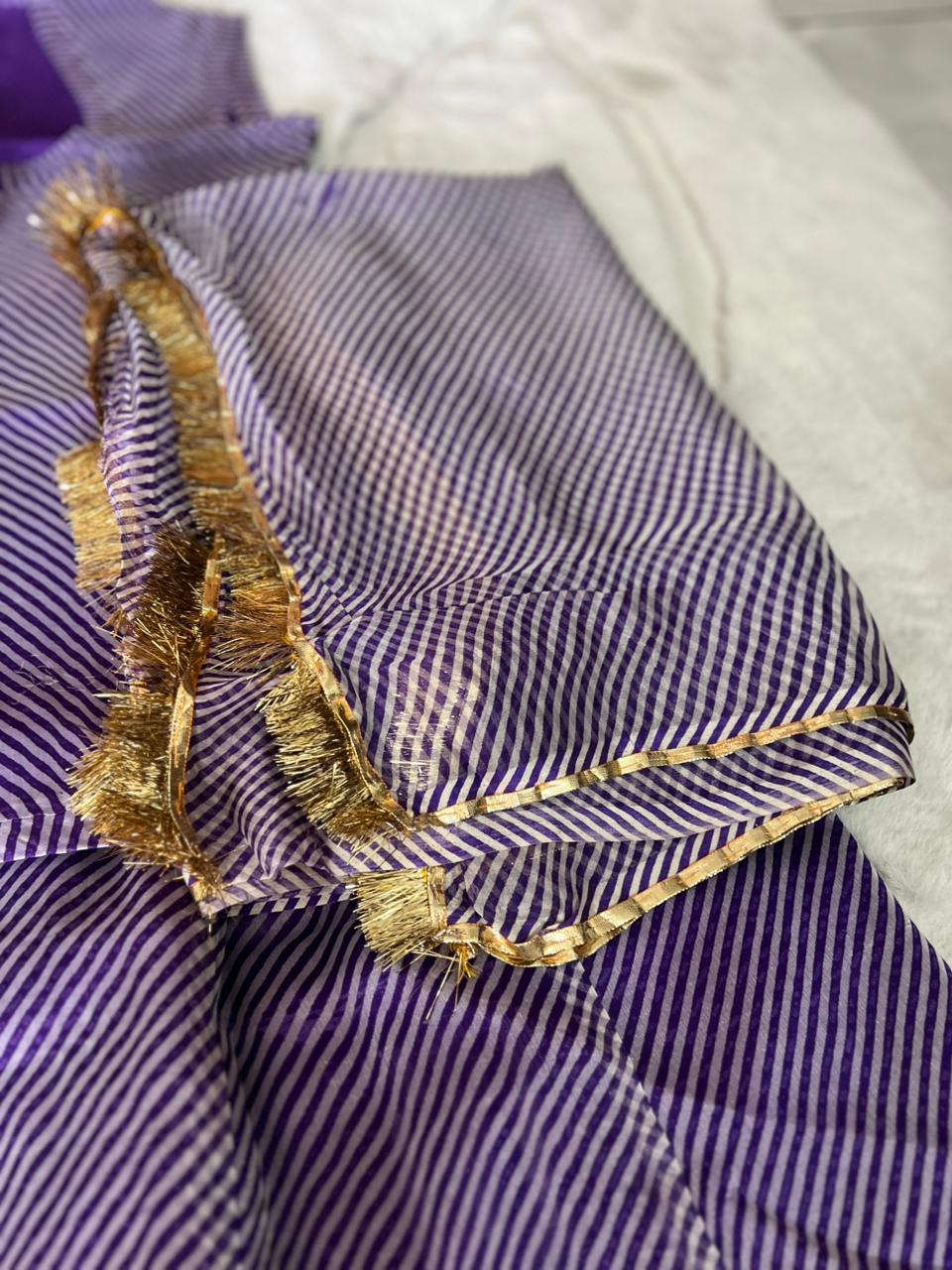 Purple Color Pure Organza Lahariya Poshak (Stitched in Free Size)