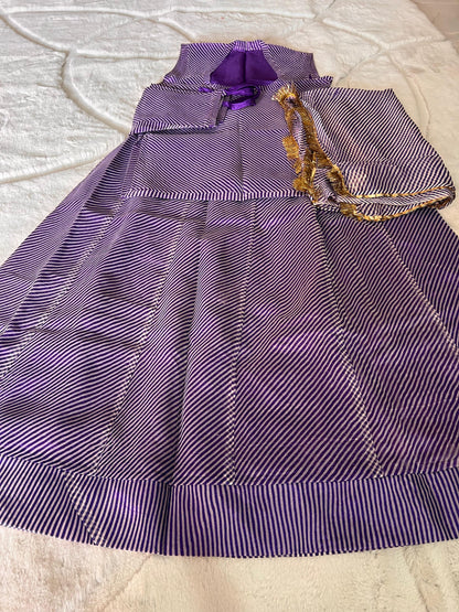 Purple Color Pure Organza Lahariya Poshak (Stitched in Free Size)