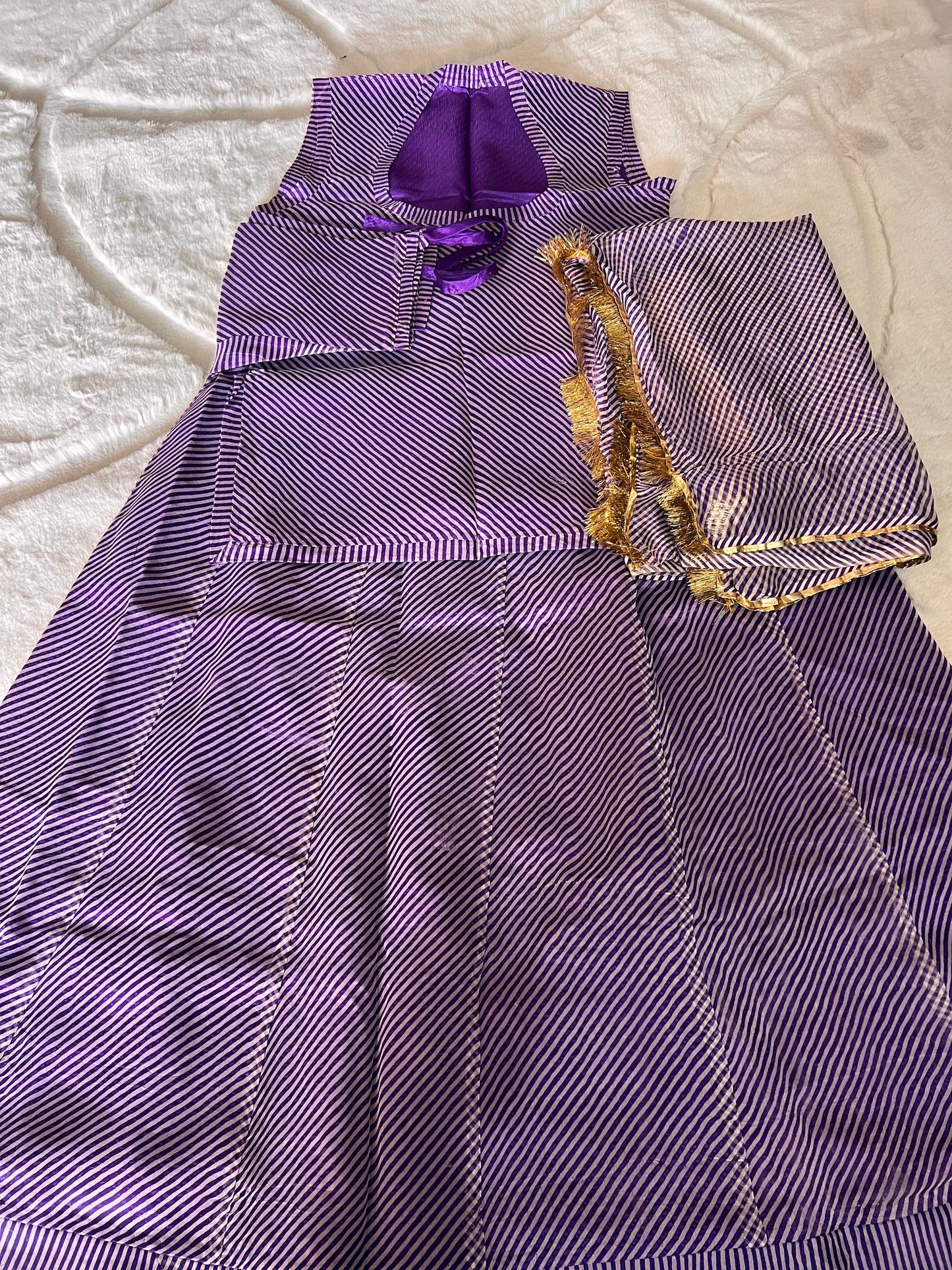 Purple Color Pure Organza Lahariya Poshak (Stitched in Free Size)