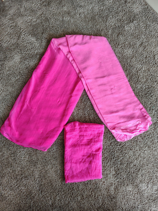 Beautiful Shaded Mukesh Work Pink Chiffon Saree with Blouse Piece