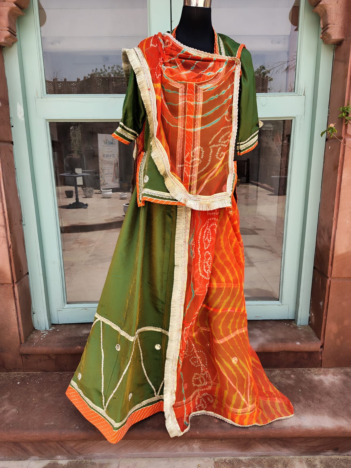 Stitched Designer Poshak with Pure Odhna