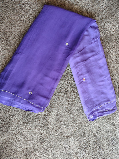 Purple Shaded Soft Chiffon Boota Work Saree with Same Fabric Blouse Piece