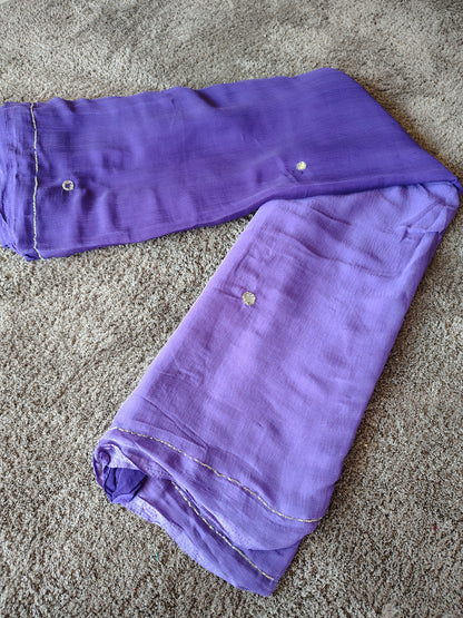 Purple Shaded Soft Chiffon Boota Work Saree with Same Fabric Blouse Piece