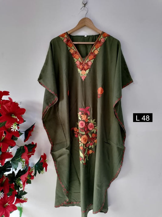 Beautiful Crushed Cotton Ariwork Kaftan