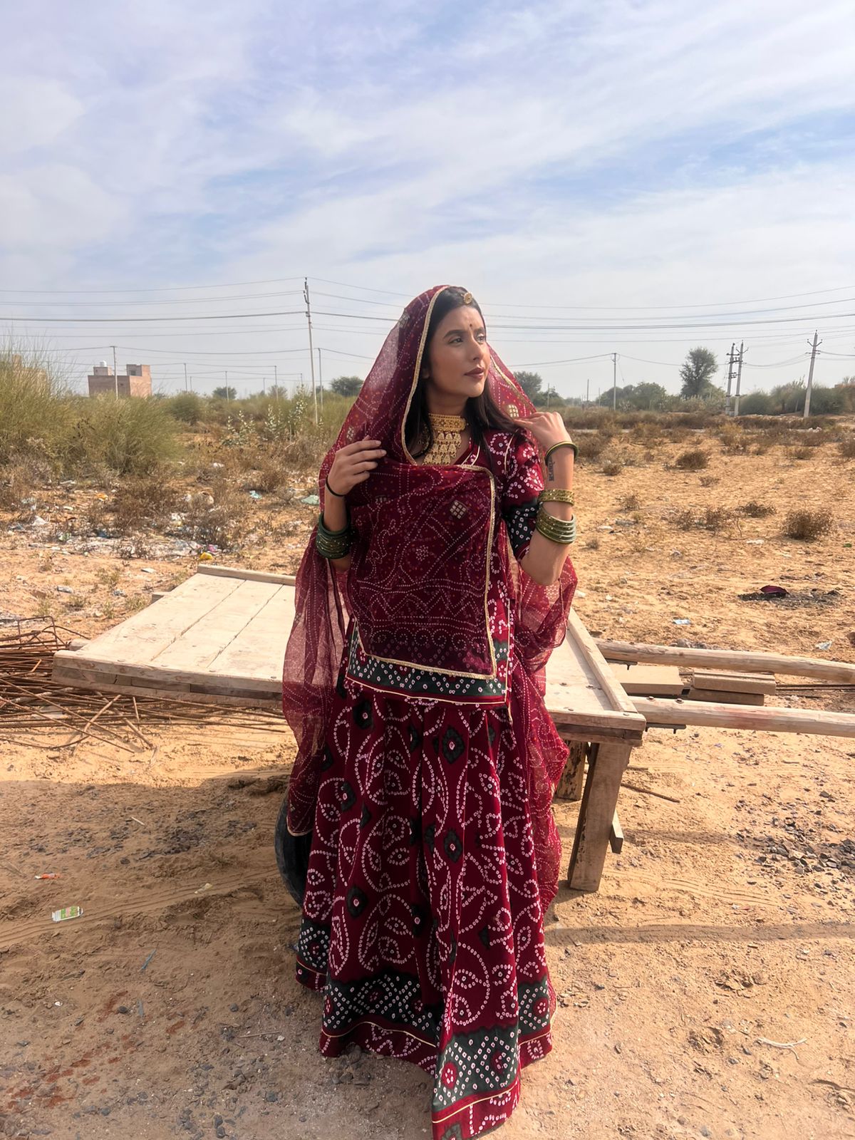 Cotton Bandhej Poshak (Medium Size)