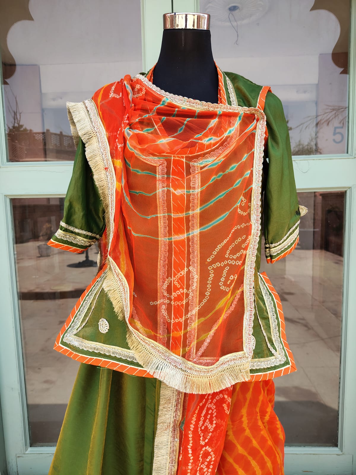 Stitched Designer Poshak with Pure Odhna