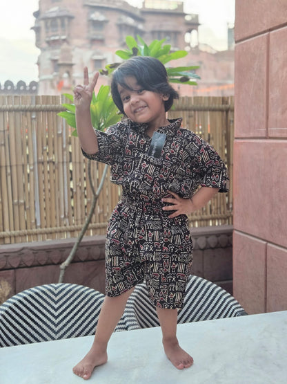 Beautiful Black Color Printed Cotton Set