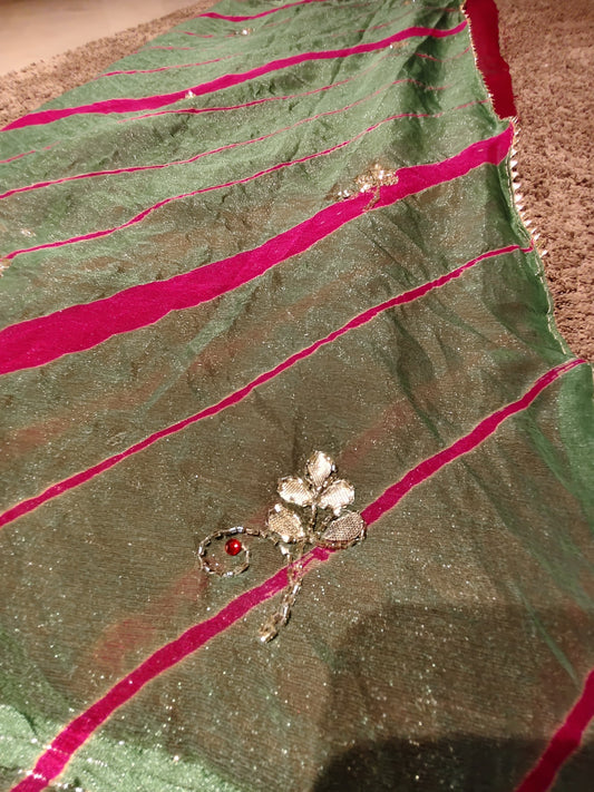 Beautiful Green Lahariya Saree