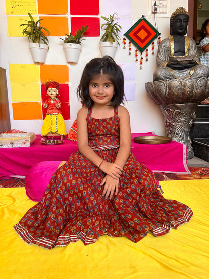 Beautiful Printed Kurti and Long Skirt (4-5 Year Kid)