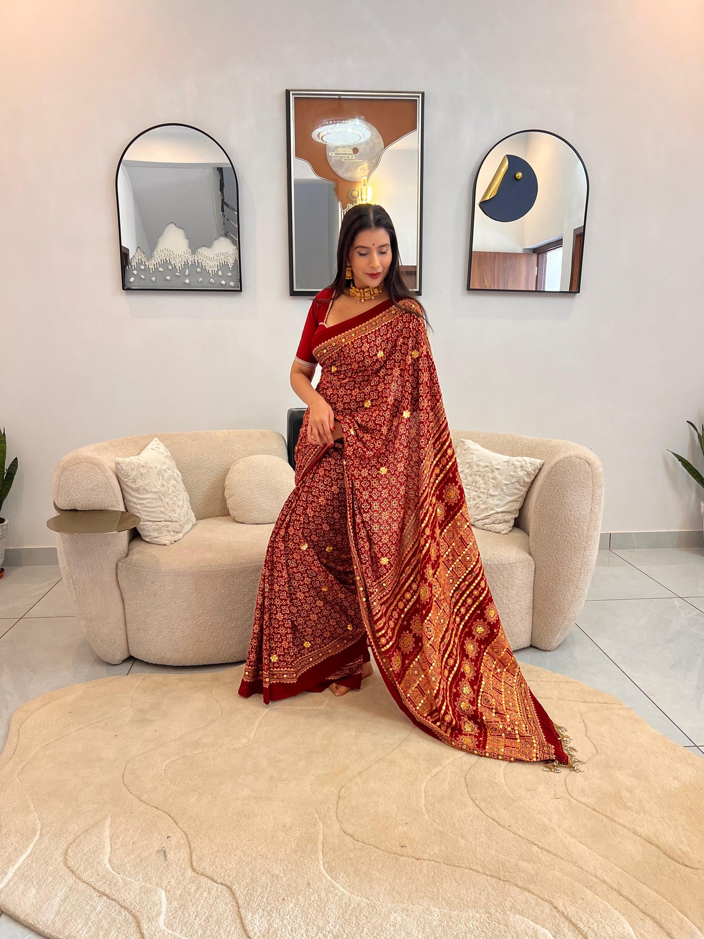 Maroon Ghatchola Saree