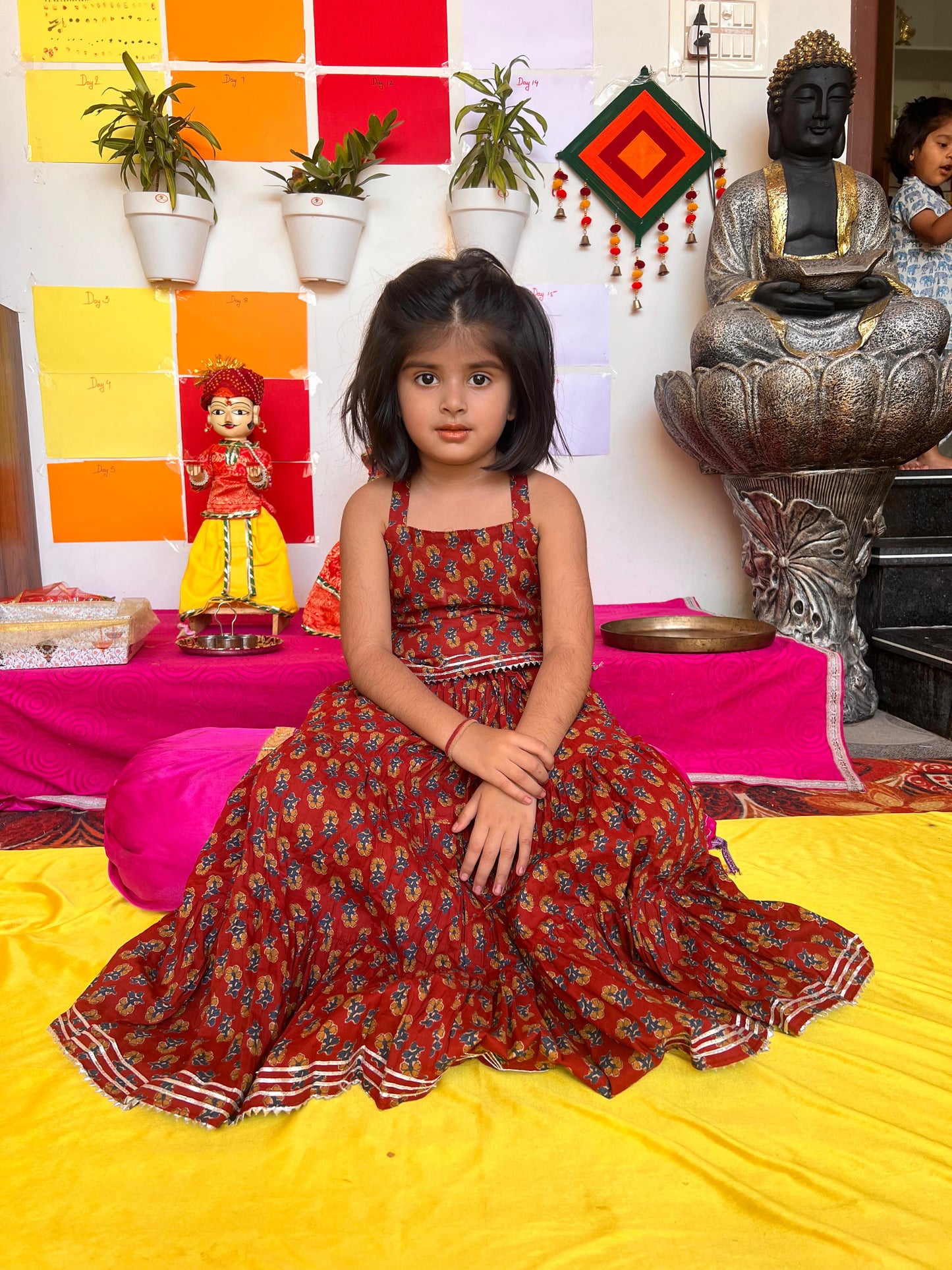 Beautiful Printed Kurti and Long Skirt (4-5 Year Kid)