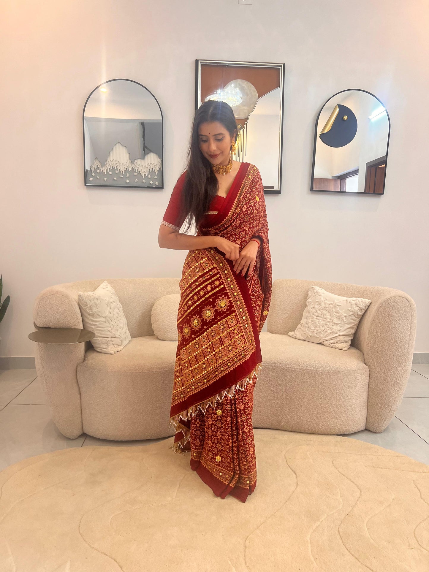 Maroon Ghatchola Saree