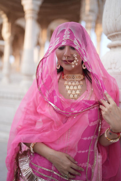 Beautiful Designer Gajji Silk Poshak paired with a Pure Chiffon Odhna — a timeless blend of grace and royalty.