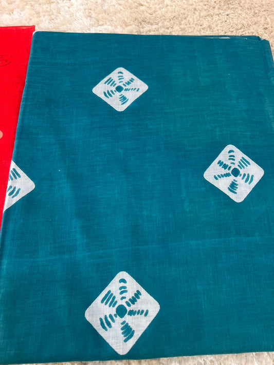 Pure Cotton Red and Blue Poshak (Stitched)