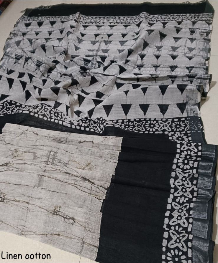 Beautiful Grey Color Linen Cotton Saree