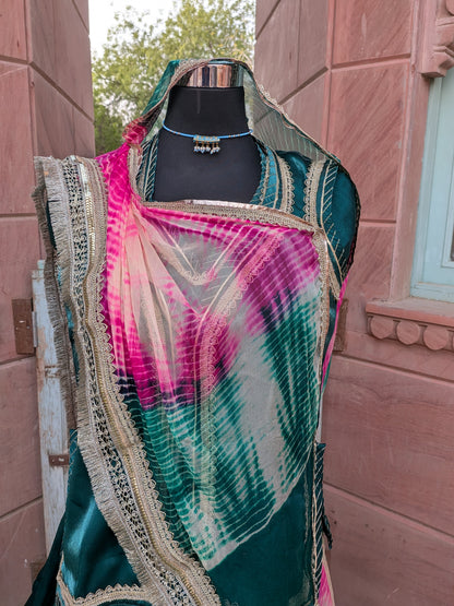 Tissue Silk Designer Green Poshak