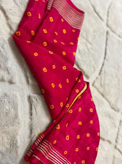 Beautiful H.O Silk Saree with Zari Weaving and Blouse piece