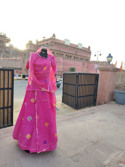 Pink Tie and Die Cotton Rayon Poshak (Stitched)