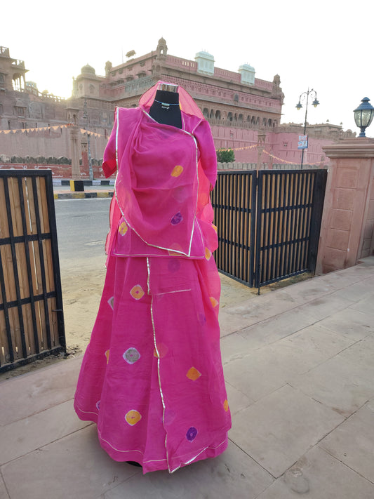 Pink Tie and Die Cotton Rayon Poshak (Stitched)