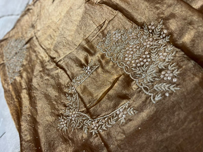Beautiful Glowy Brown Color Diamond Magic Saree with Blouse Piece