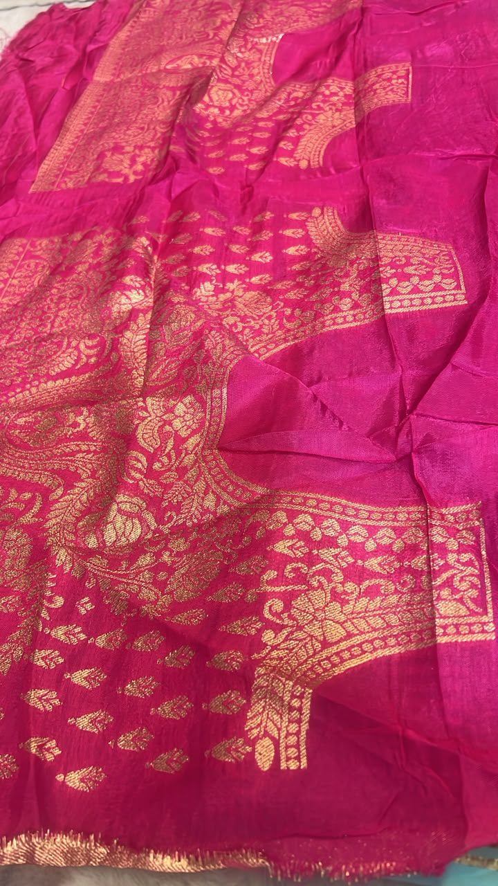 Beautiful Blue Color H.O Silk Saree with Zari Weaving and Blouse Piece