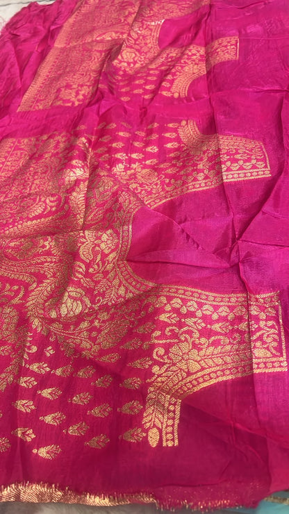 Beautiful Blue Color H.O Silk Saree with Zari Weaving and Blouse Piece