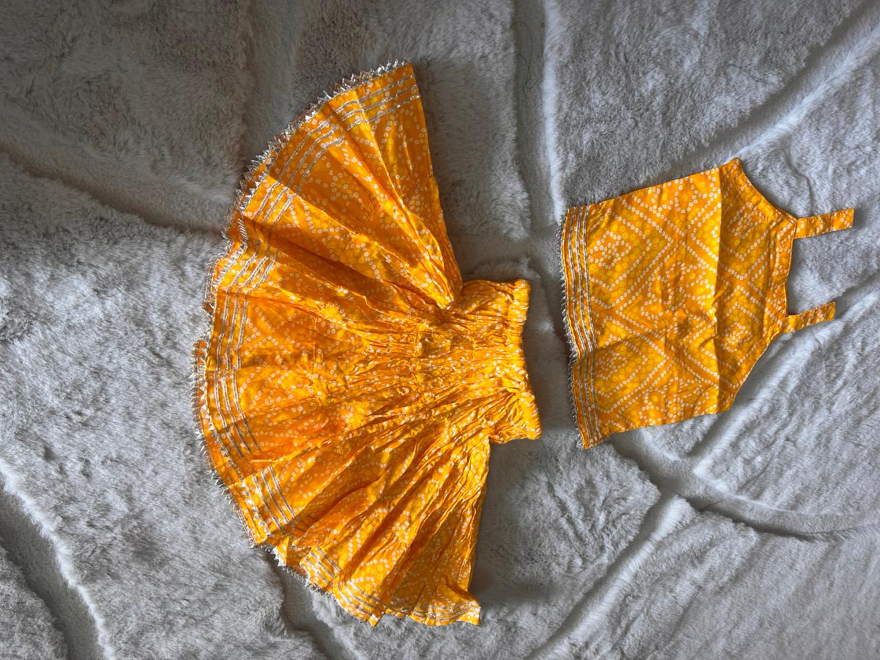 Yellow Bandhini Co-Ord Set (9-12 Months)