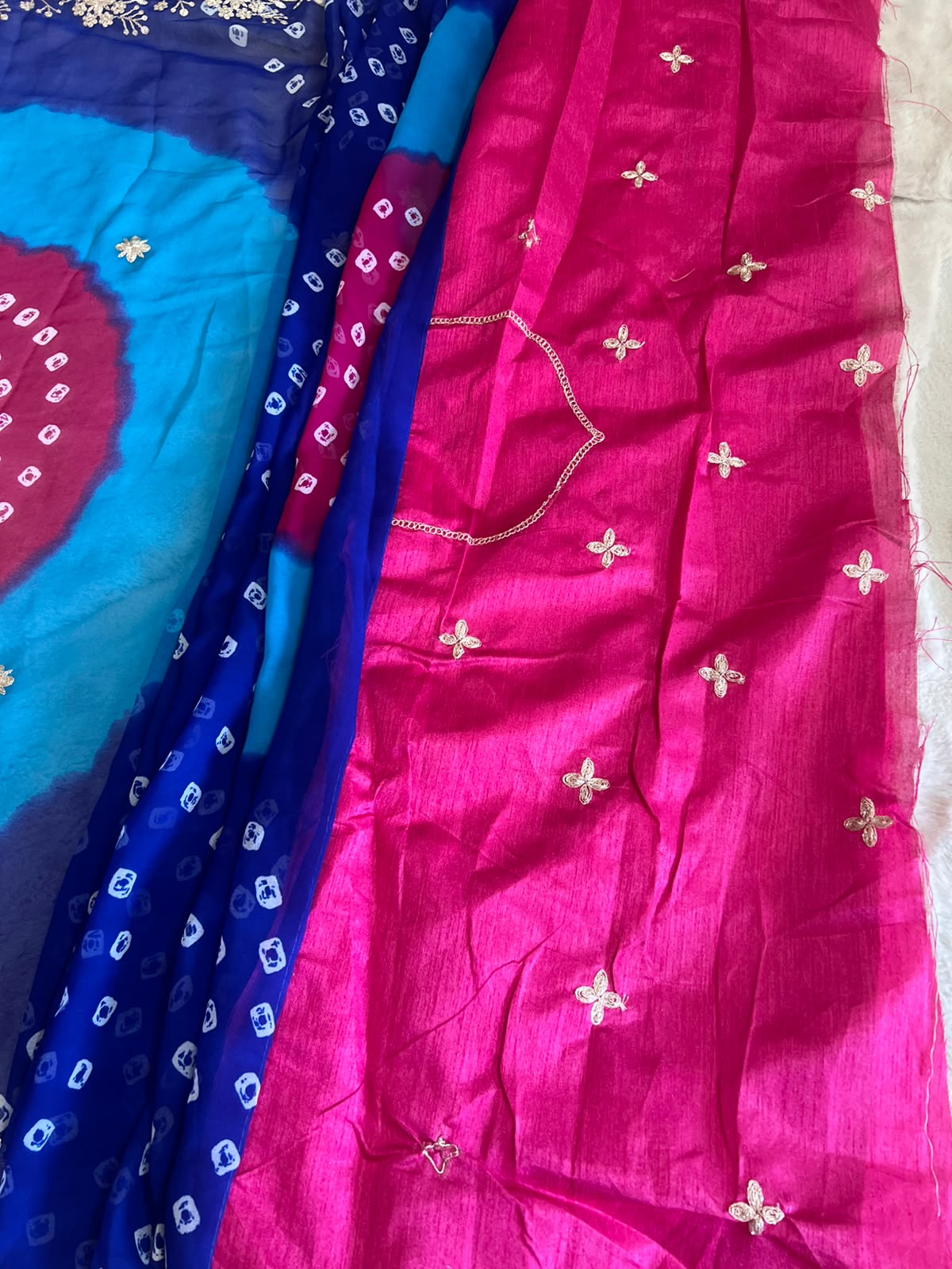 Beautiful Colorful Saree with Kasida and Cut Work on the Border and Heavy Blouse Piece