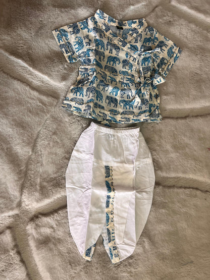 Beautiful Printed Cotton Dhoti-Kurta