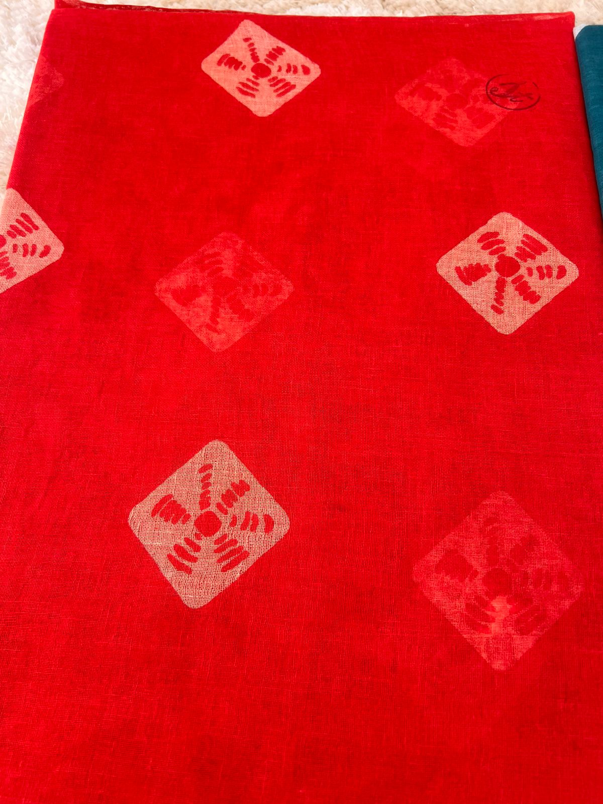 Pure Cotton Red and Blue Poshak (Unstitched)