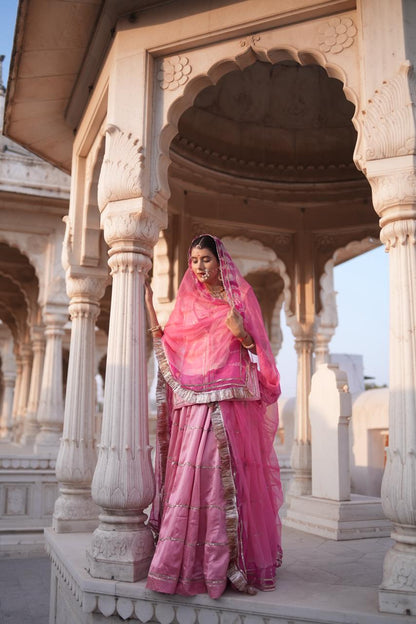 Beautiful Designer Gajji Silk Poshak paired with a Pure Chiffon Odhna — a timeless blend of grace and royalty.