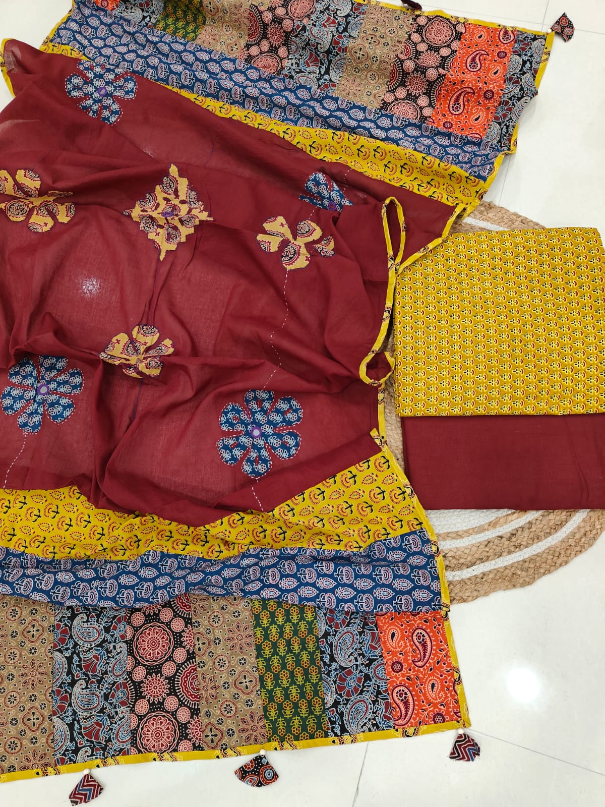 Pure Cotton Suit with Patchwork Dupatta From Kachh (Unstitched)