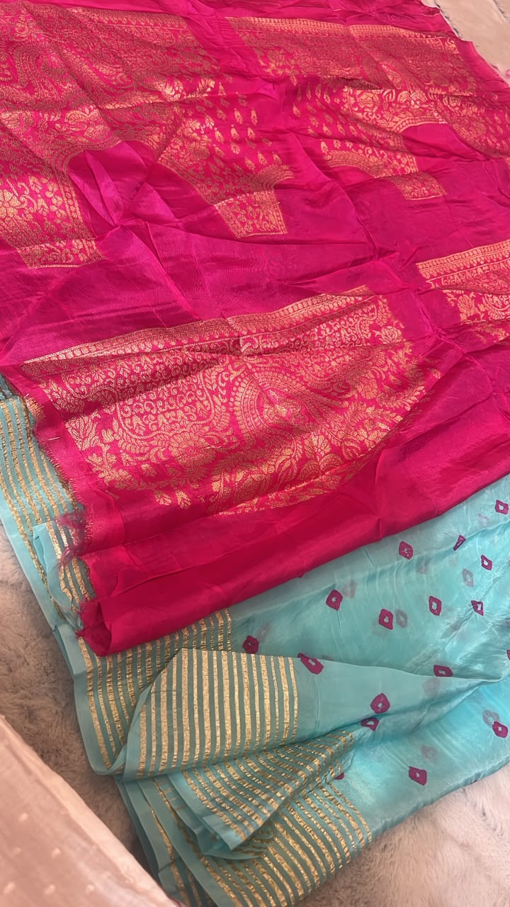 Beautiful Blue Color H.O Silk Saree with Zari Weaving and Blouse Piece