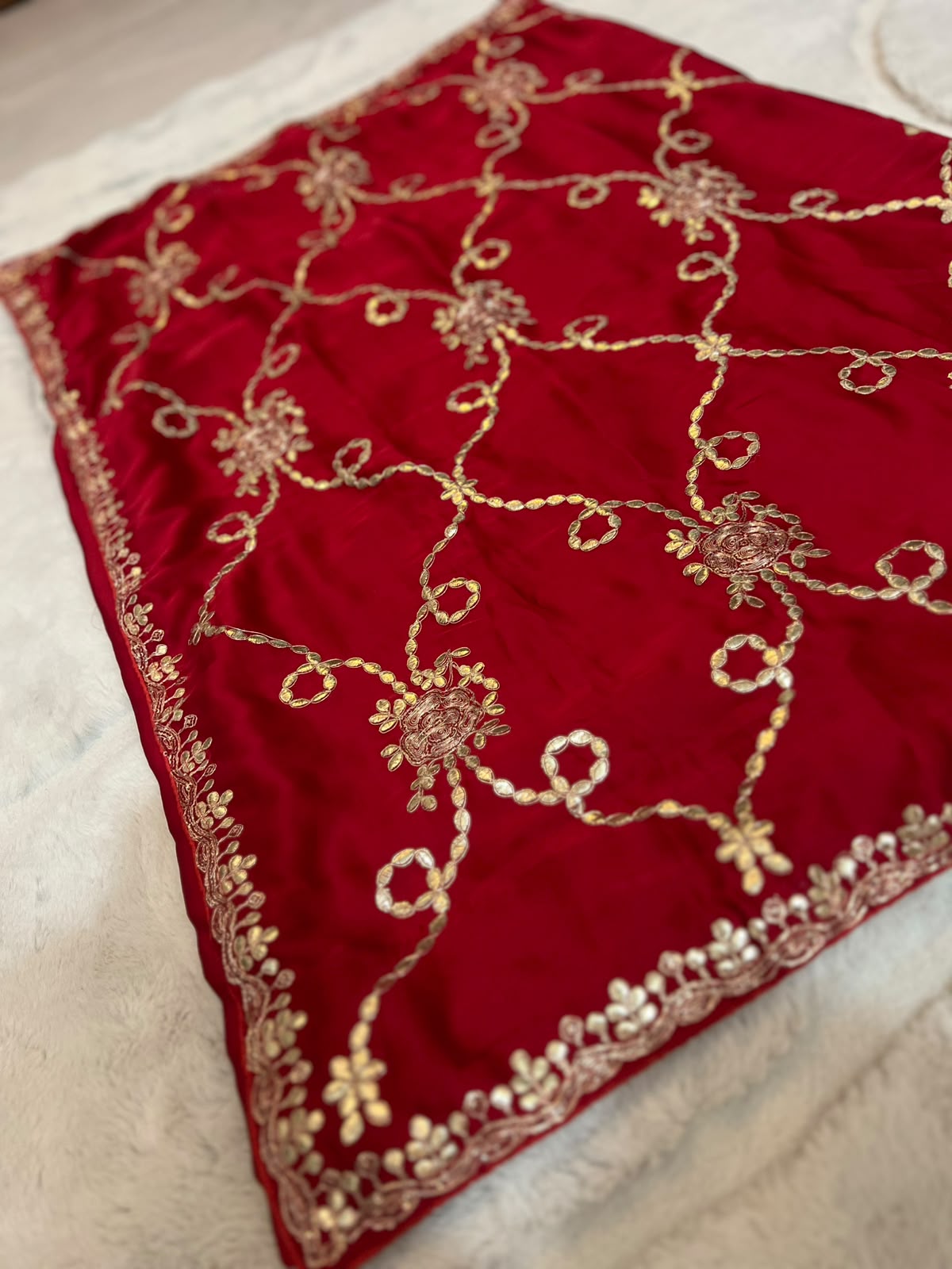 Beautiful Red Color Designer Zaal Work Saree