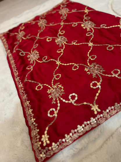 Beautiful Red Color Designer Zaal Work Saree
