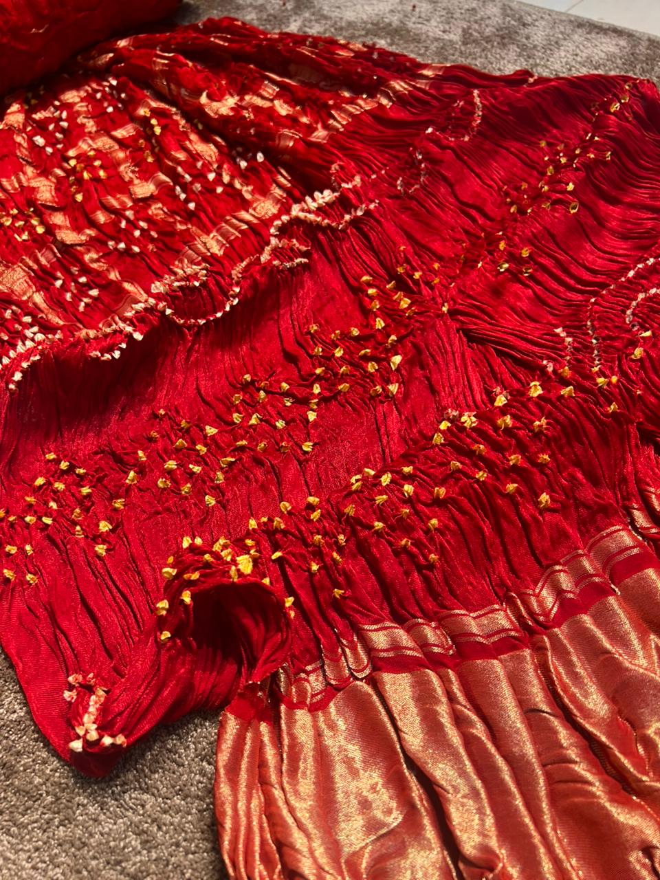 Beautiful Red Color Gajji Silk Saree