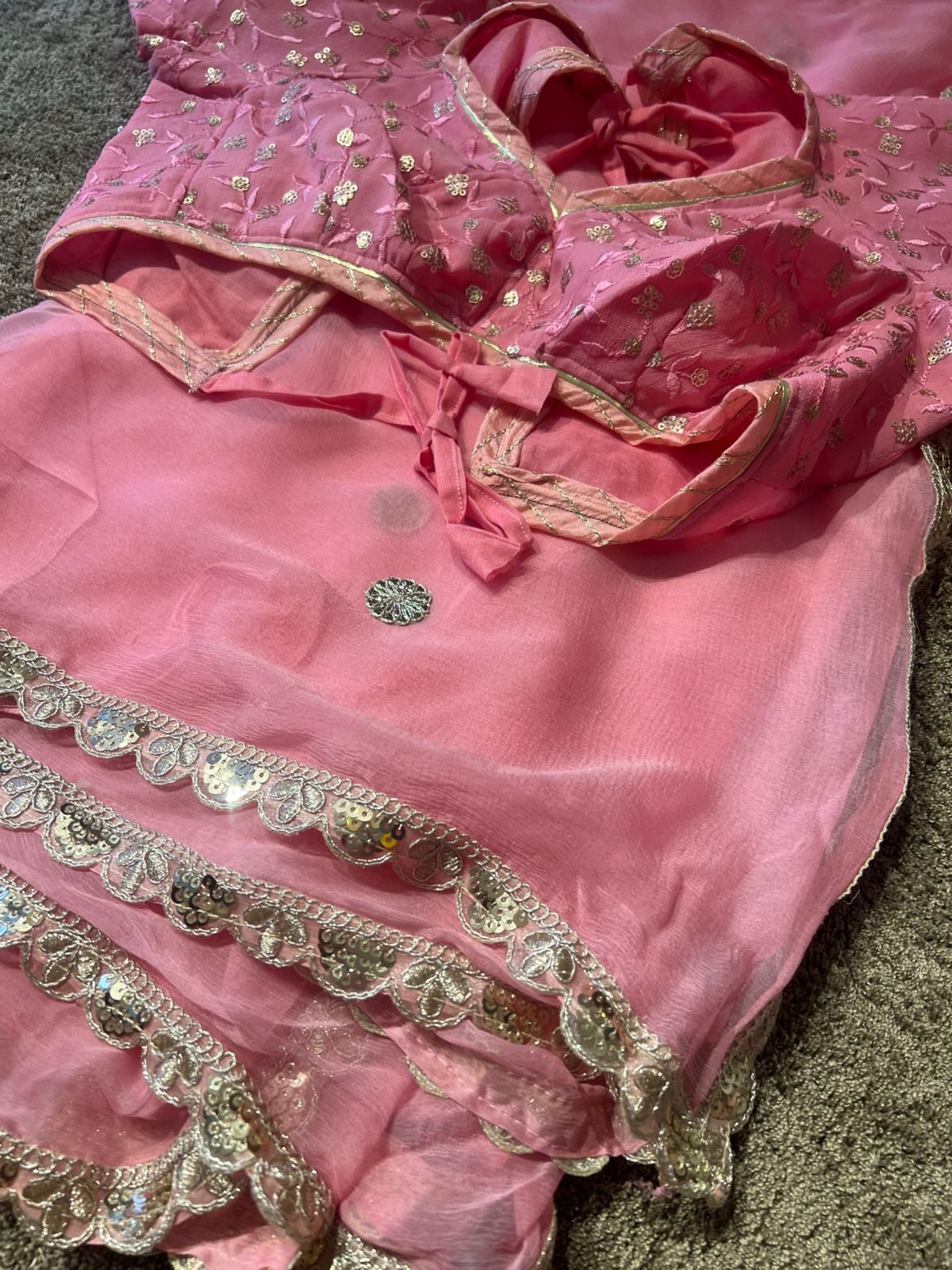Beautiful Gota Work Chiffon Saree with Kanchli Blouse