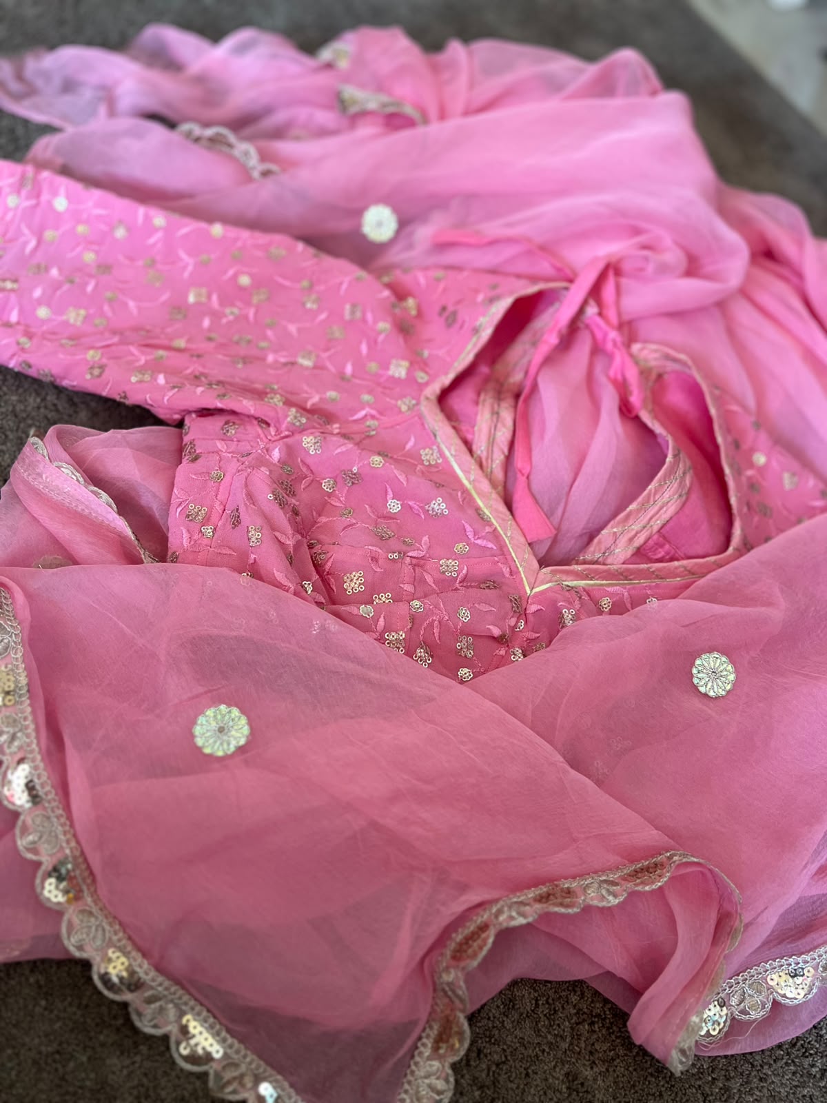 Beautiful Gota Work Chiffon Saree with Kanchli Blouse