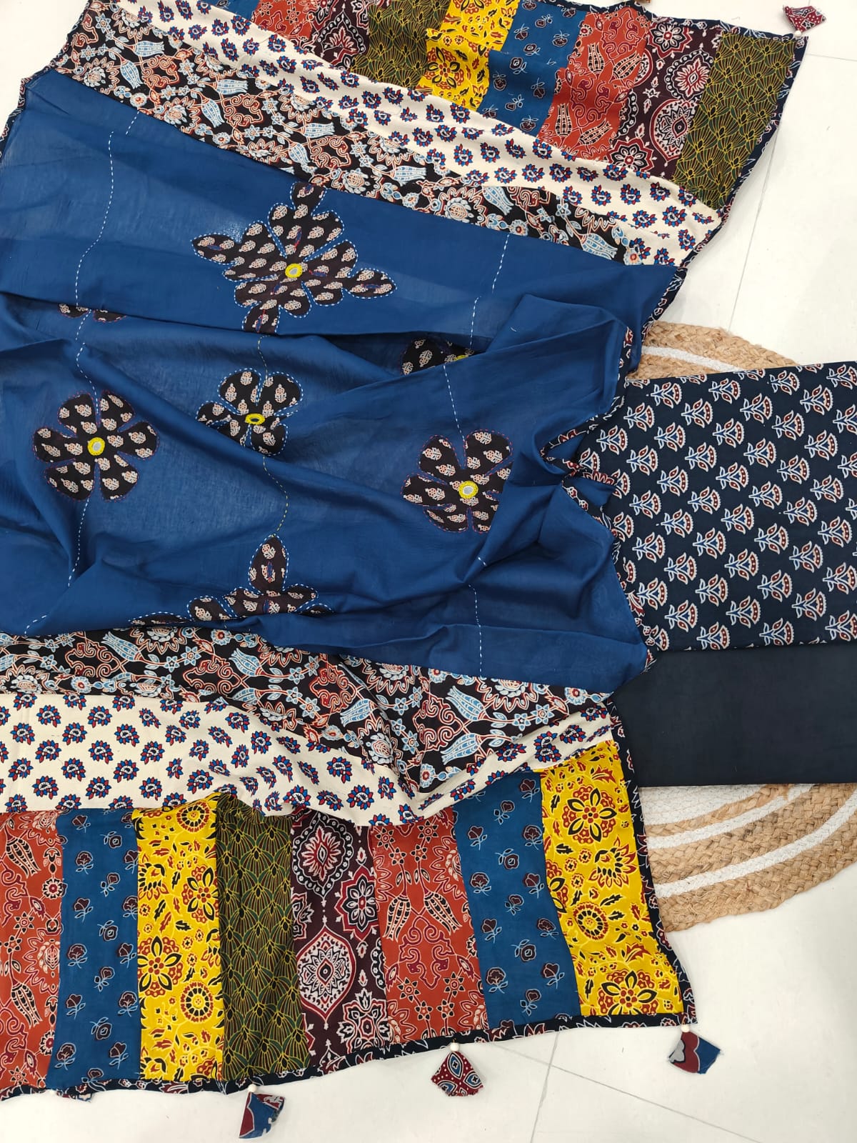 Pure Cotton Suit with Patchwork Dupatta From Kachh (Unstitched)