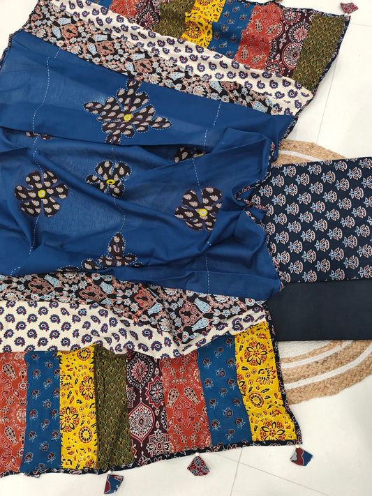 Pure Cotton Suit with Patchwork Dupatta From Kachh (Unstitched)