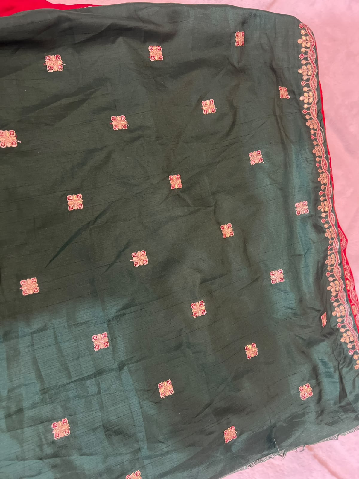 Beautiful Red Color Designer Zaal Work Saree