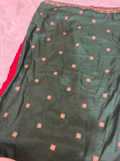 Beautiful Red Color Designer Zaal Work Saree