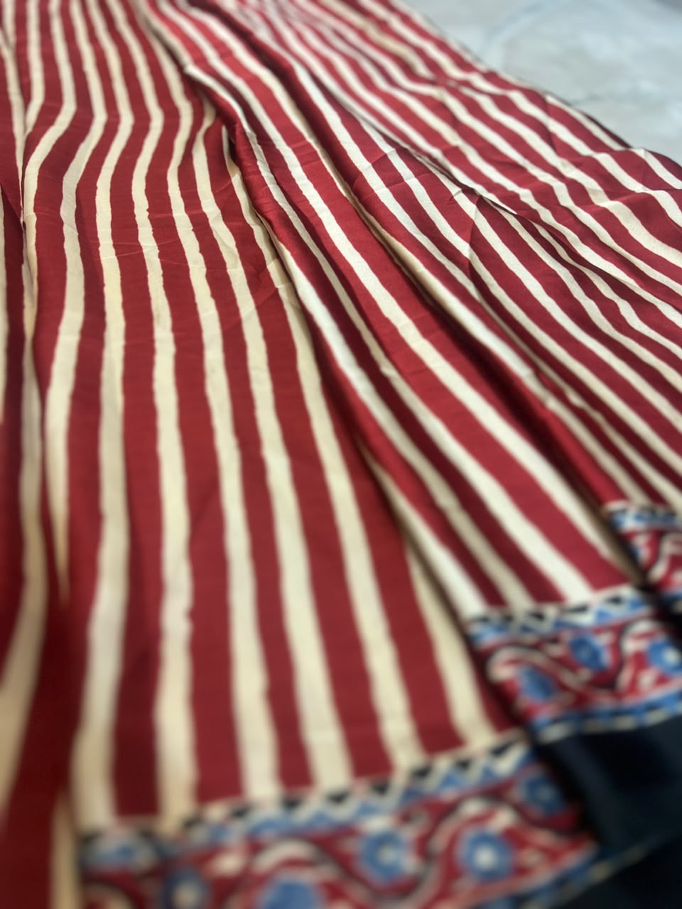 Beautiful Modal Silk Stripes Saree and Same Fabric Blouse Piece