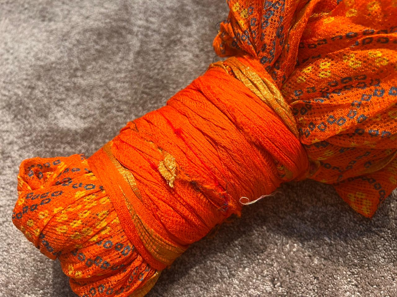 Beautiful Orange Color Bandhini Saree