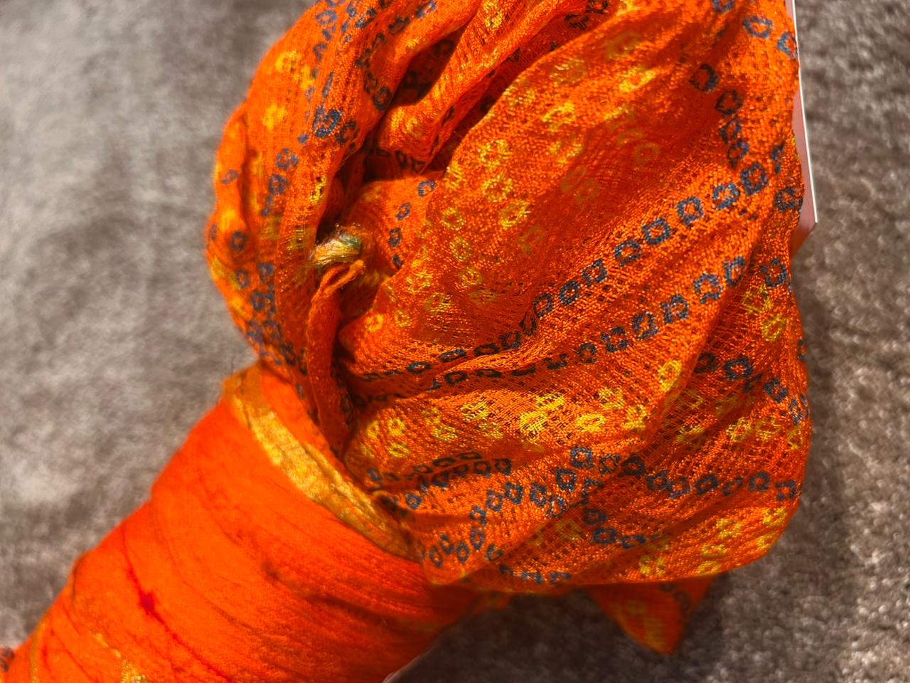 Beautiful Orange Color Bandhini Saree
