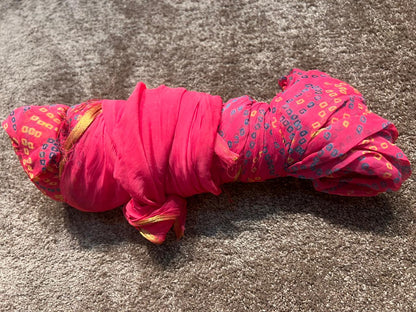 Pink Chiffon Bandhini Saree
